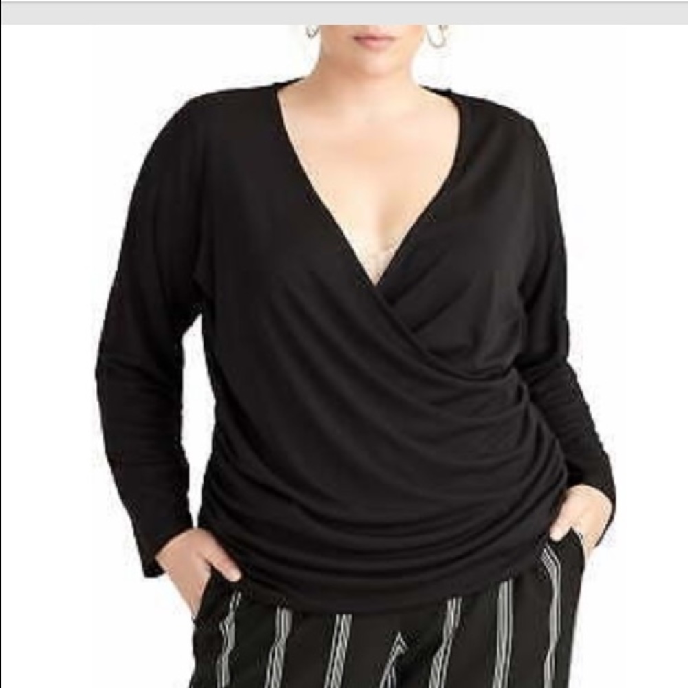 Rachael Roy black draped blouse NWT